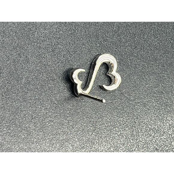 SJD Signed Sterling Silver Open
Heart Scroll 925 Curved Stud Earrings 2.5g - Picture 3 of 9
